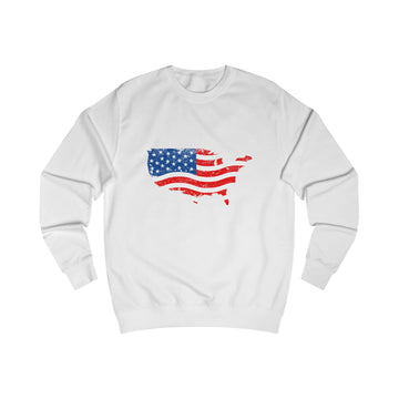 Front view of American Flag sweatshirt with bold graphic and classic fit