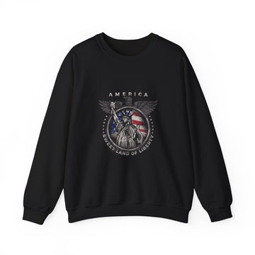American Flag sweatshirt with patriotic graphic and Statue of Liberty design