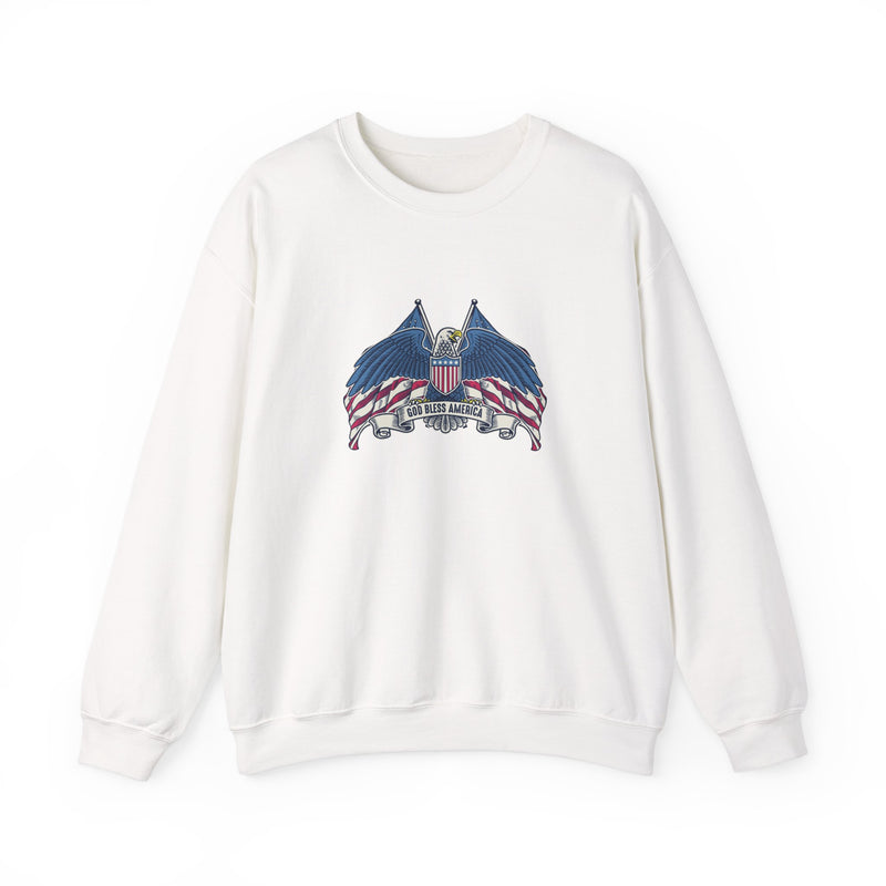 God Bless America sweatshirt with patriotic eagle graphic – front view