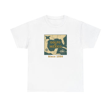 Front view of Gulf of Mexico tee with vintage nautical graphic