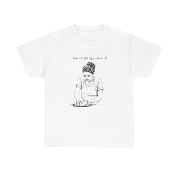 Retro baking shirt with whimsical illustration and fun kitchen design