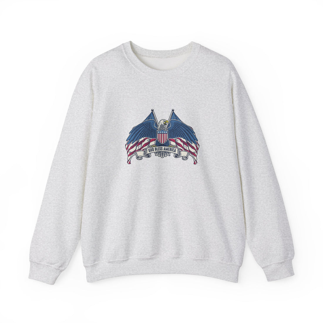 God Bless America sweatshirt with patriotic eagle graphic – front view