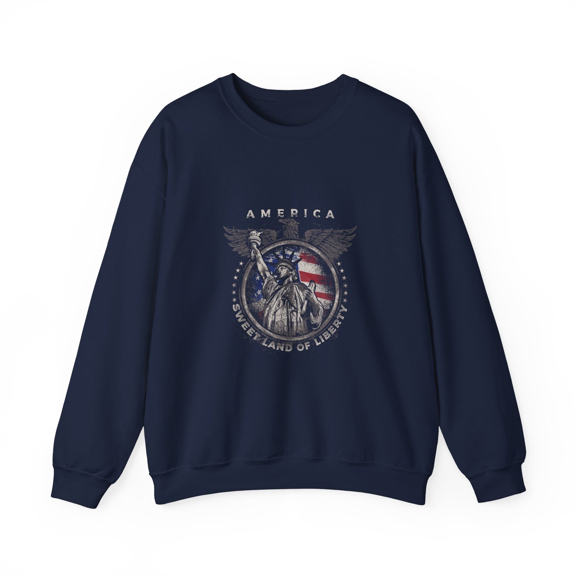 American Flag graphic sweatshirt with unisex fit – bold red white and blue