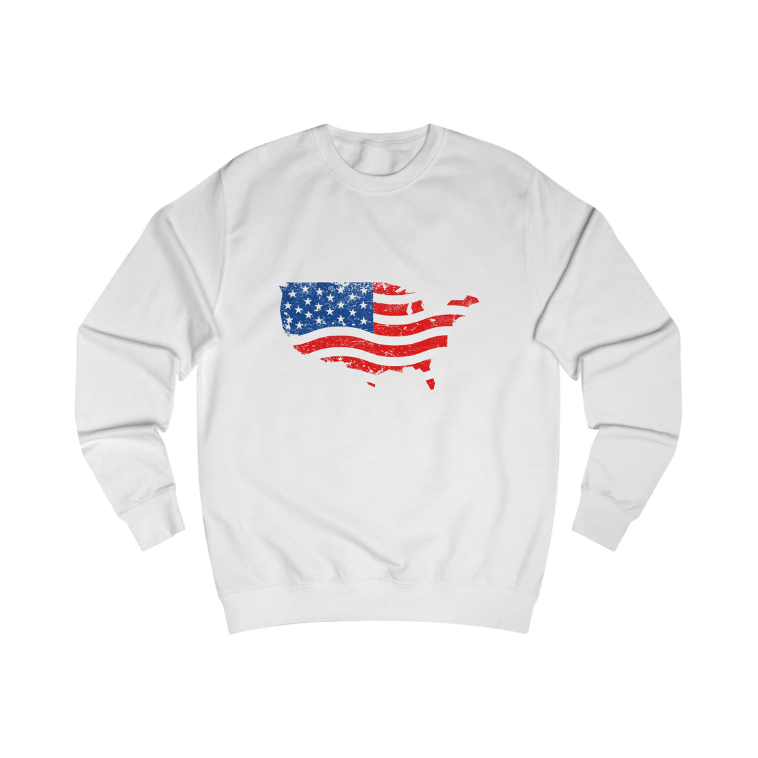 Front view of American Flag sweatshirt with bold graphic and classic fit