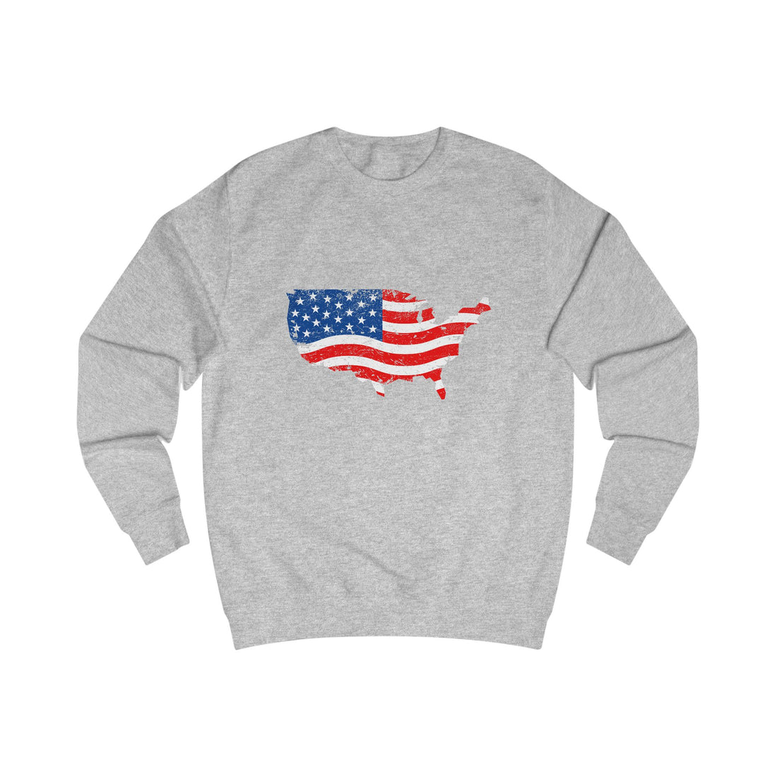 Front view of American Flag sweatshirt with bold graphic and classic fit