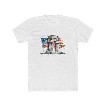 Front view of American Flag tee with vintage patriotic graphic