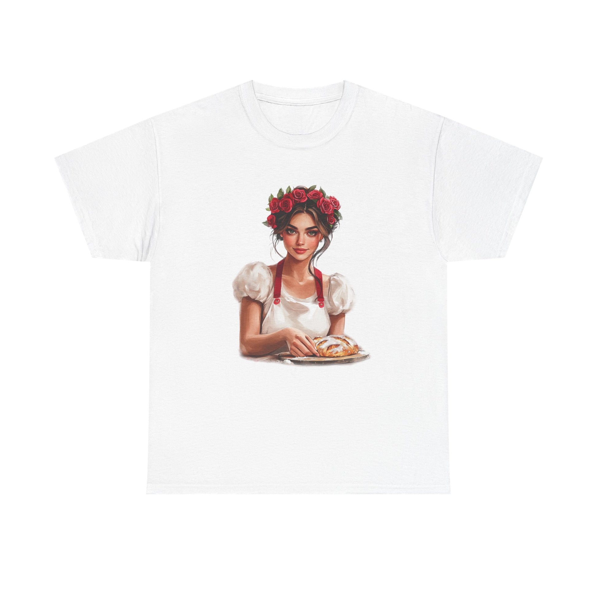 Front view of vintage bakery baking shirt – soft cotton foodie tee