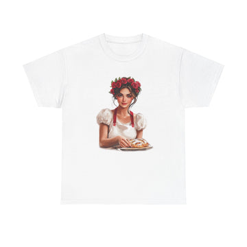 Front view of vintage bakery baking shirt – soft cotton foodie tee