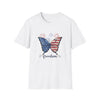Butterfly Freedom Tee with American flag colors and fireworks – front view