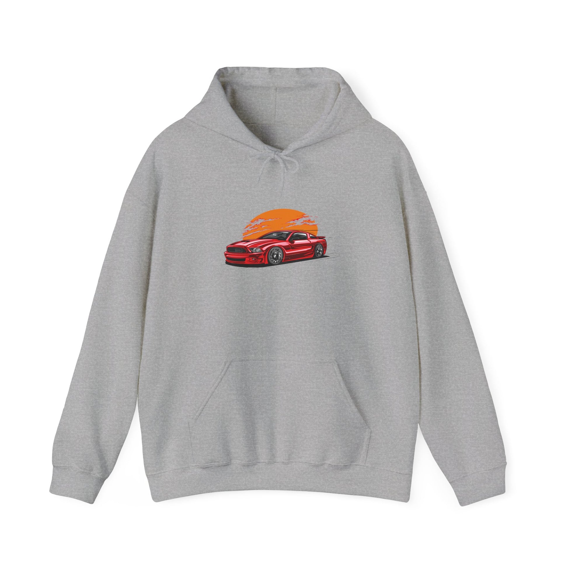 Car graphic hoodie with muscle car design and Mustang theme