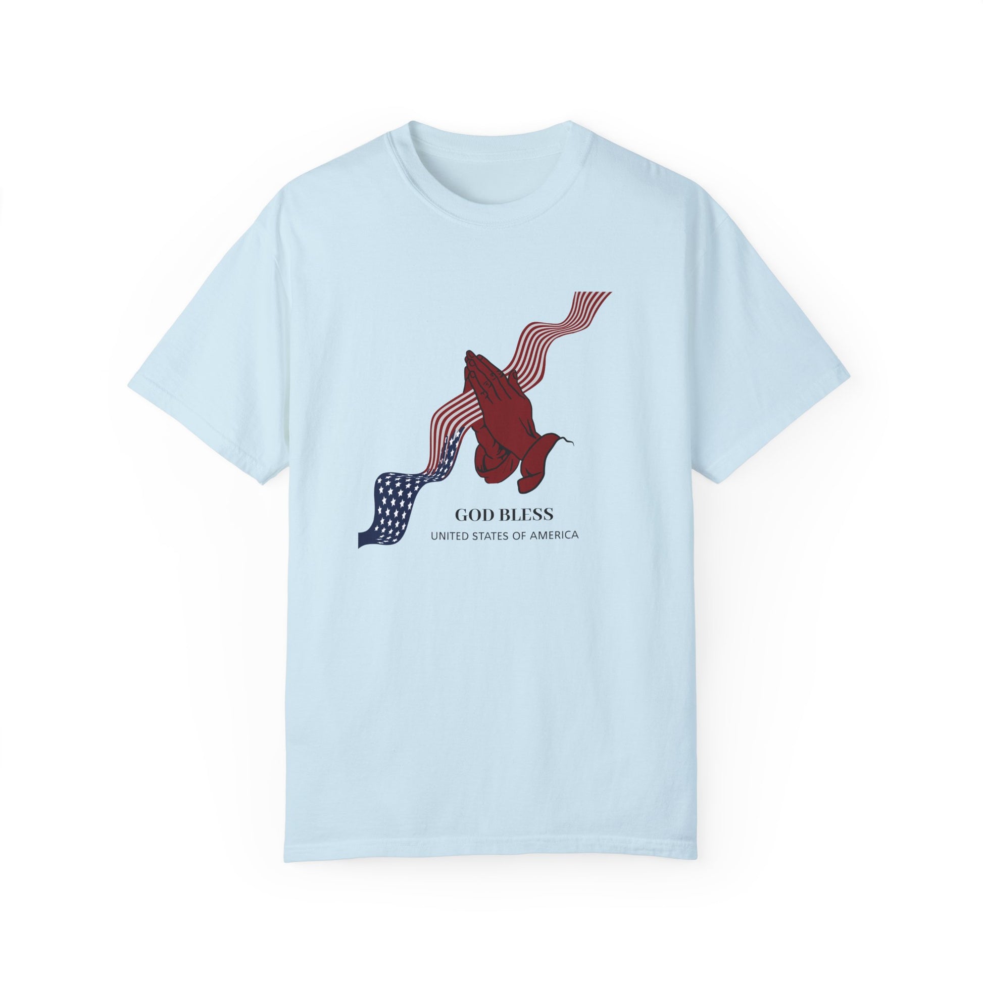 God Bless America shirt with graphic flag design – red white and blue pride