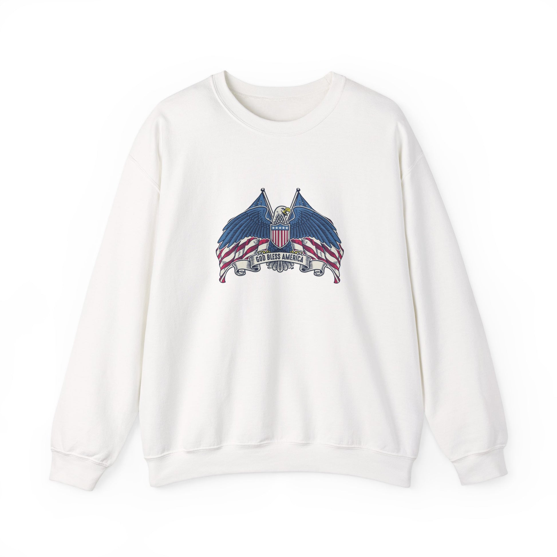God Bless America sweatshirt with patriotic eagle graphic – front view