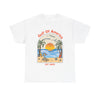 Front view of Gulf of America shirt with beach graphic and patriotic theme