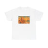 Front view of Gulf of America shirt with retro sunset design
