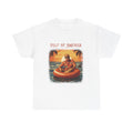 Front view of Gulf of America shirt with retro beach and patriotic design