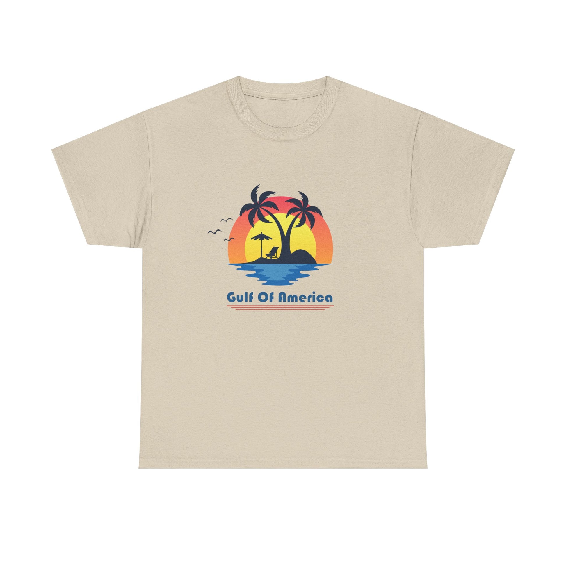 Gulf of America tee for beach lovers – palm tree and sunset design