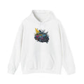 Front view of retro car hoodie with vintage graphic for car lovers