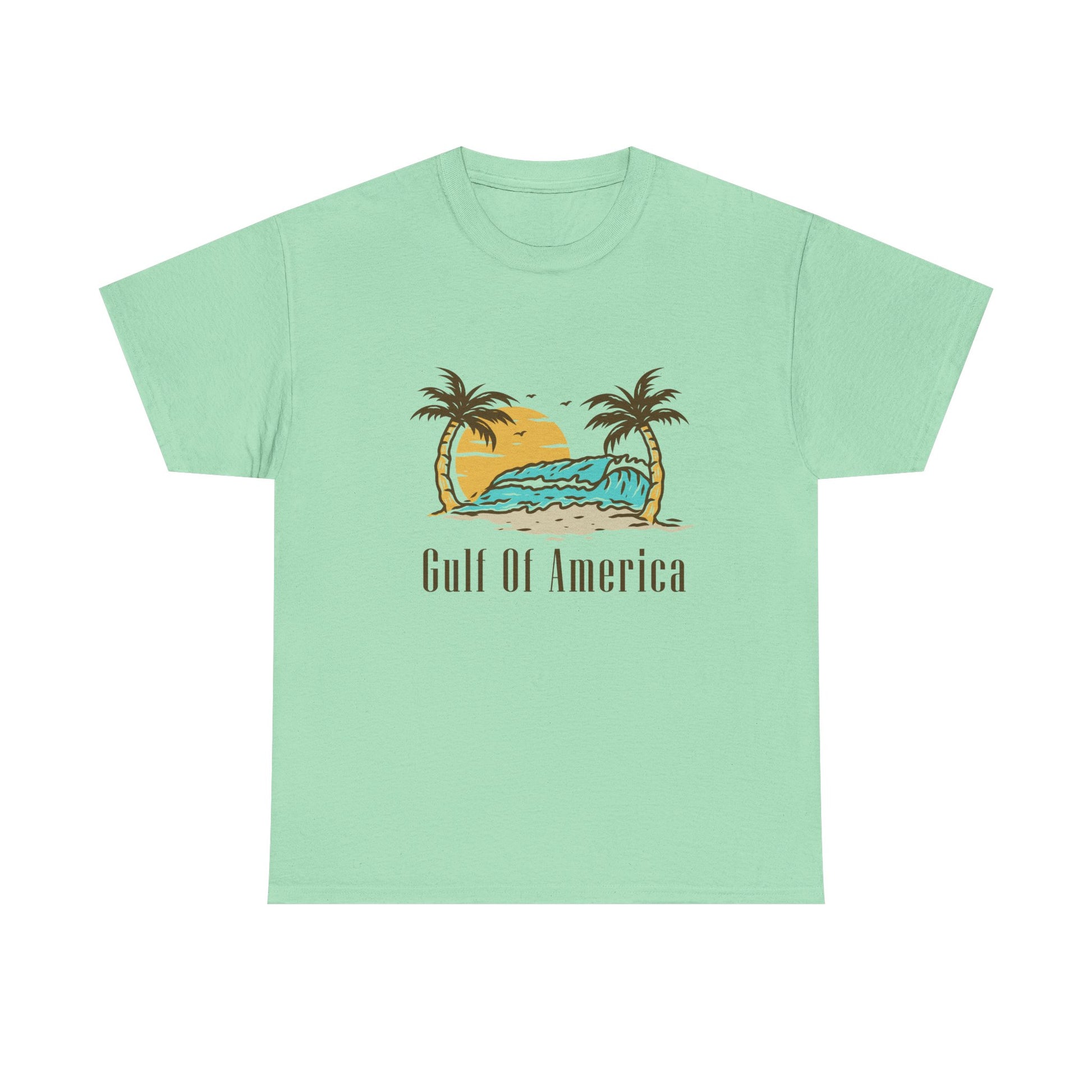 Vacation shirt with Gulf of America graphic – sunset coastal theme