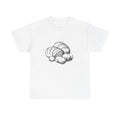 Front view of vintage bakery shirt with hand-drawn bread illustration